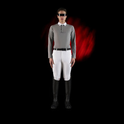 Concours polo voor heren Equestro Ridertechnology met lange mouwen en knopen Spotlijster Grijs Concours polo voor heren Equestro Ridertechnology met lange mouwen en knopen Spotlijster Grijs