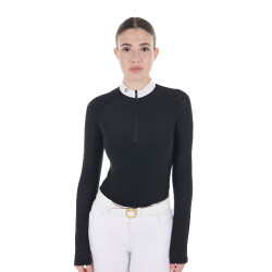 Polo wedstrijd slim fit dames met mesh inzetstukken Equestro Zwart