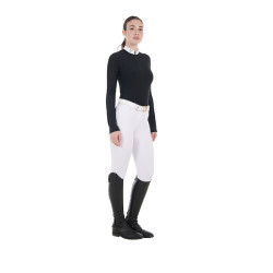 Polo wedstrijd slim fit dames met mesh inzetstukken Equestro Zwart