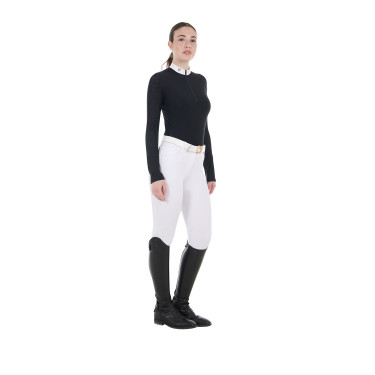 Polo wedstrijd slim fit dames met mesh inzetstukken Equestro Zwart