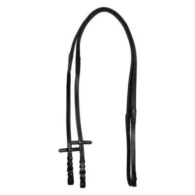 Rênes en cuir et caoutchouc Equestro Noir
