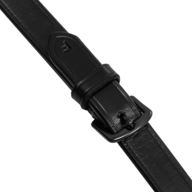 Leren en rubberen teugels Equestro Zwart