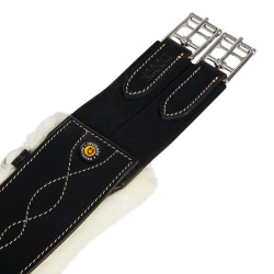 Springriem met synthetische schapenvacht Equestro Zwart