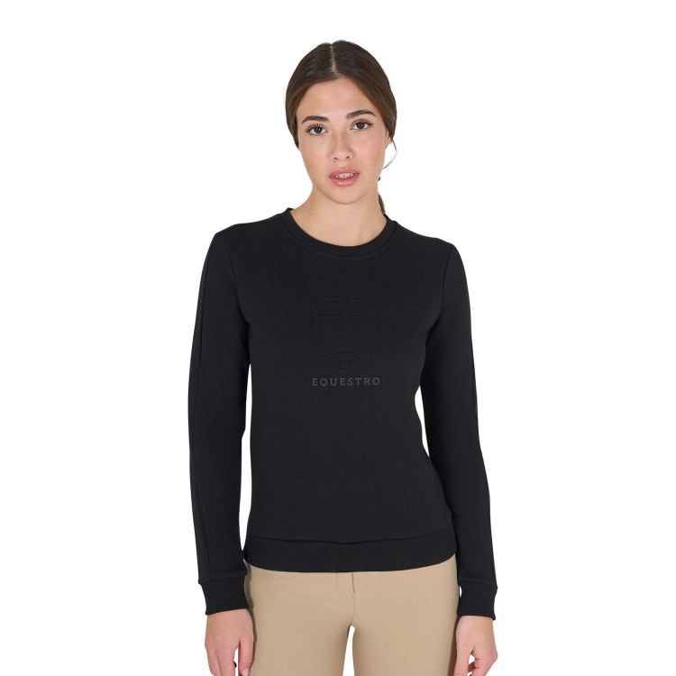 Dames sweatshirt met ronde hals en bedrukt Equestro-logo