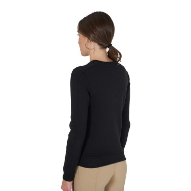 Dames sweatshirt met ronde hals en bedrukt Equestro-logo Zwart