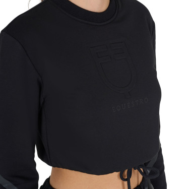 Dames cropped sweatshirt met ronde hals Equestro Zwart