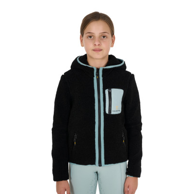 Sweat-shirt en polaire enfant fermeture éclair Equestro Noir / brume grise