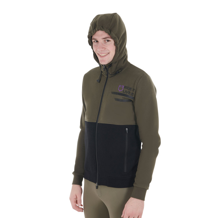 Sweatshirt Equestro met capuchon voor heren met fleecevoering aan de binnenkant Sweatshirt Equestro met capuchon voor heren met fleecevoering aan de binnenkant