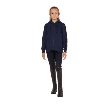 Sweatshirt Equestro meisje met volledige ritssluiting en fleecevoering Marineblazer Marineblauw
