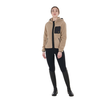 Damesfleece-sweatshirt met zak Equestro Wierook Beige