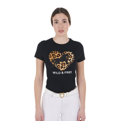Dames katoenen T-shirt Wild & Free Equestro Zwart