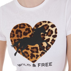 Dames katoenen T-shirt Wild & Free Equestro Wit