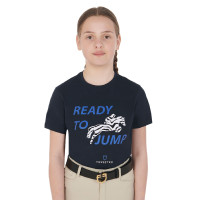 T-shirt Equestro in katoen meisje Ready To Jump Marine Marineblauw