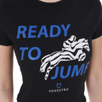 T-shirt Equestro in katoen voor dames Ready to Jump Zwart T-shirt Equestro in katoen voor dames Ready to Jump Zwart