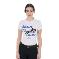 T-shirt Equestro in katoen voor dames Ready to Jump Wit T-shirt Equestro in katoen voor dames Ready to Jump Wit