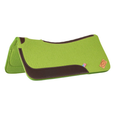 Western zadeldek van vilt met lederen inzetstukken 32"x32" Pool's Citroen Geel