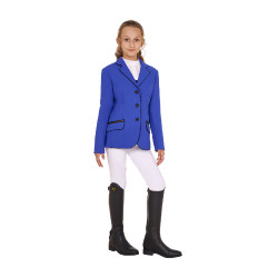 Wedstrijdjasje Equestro meisje van technische stof Sodalietblauw Wedstrijdjasje Equestro meisje van technische stof Sodalietblauw