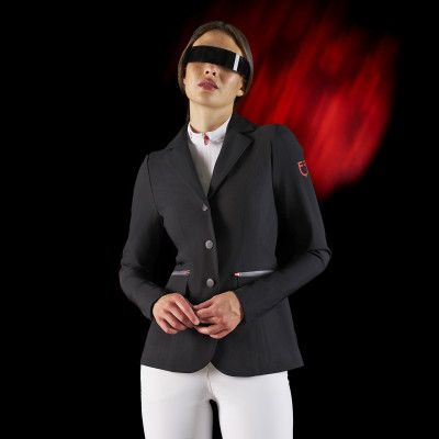 Veste de concours femme Equestro Ridertechnology avec coutures thermosoudées Noir