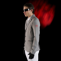 Wedstrijdjas heren Equestro Ridertechnology met thermisch gelaste naden Spotlijster Grijs