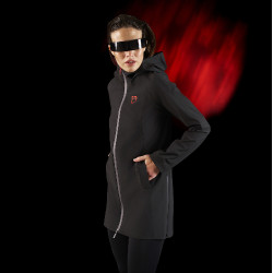 Lange waterdichte jas voor dames Equestro Ridertechnology Zwart