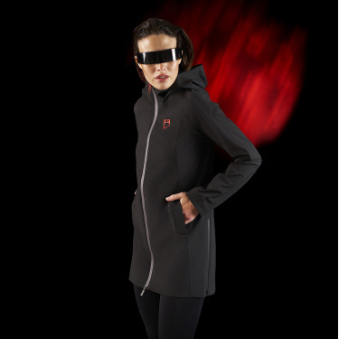 Lange waterdichte jas voor dames Equestro Ridertechnology Zwart