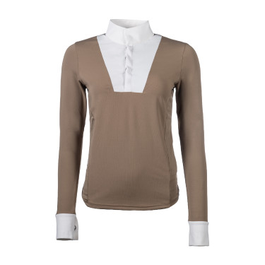 Wedstrijdpolo Virginia lange mouwen dames HKM Taupe Bruin Wedstrijdpolo Virginia lange mouwen dames HKM Taupe Bruin
