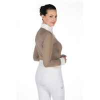 Wedstrijdpolo Virginia lange mouwen dames HKM Taupe Bruin