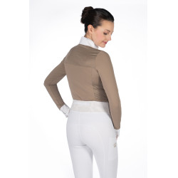 Wedstrijdpolo Virginia lange mouwen dames HKM Taupe Bruin Wedstrijdpolo Virginia lange mouwen dames HKM Taupe Bruin