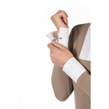 Wedstrijdpolo Virginia lange mouwen dames HKM Taupe Bruin Wedstrijdpolo Virginia lange mouwen dames HKM Taupe Bruin