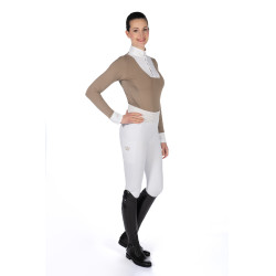 Wedstrijdpolo Virginia lange mouwen dames HKM Taupe Bruin Wedstrijdpolo Virginia lange mouwen dames HKM Taupe Bruin