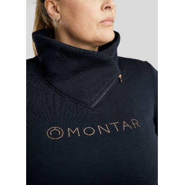 Trui Montar Naja met rits bij de hals crystal rose gold Curve dames Marine Marineblauw