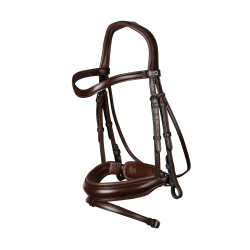 Bridon Dy'on collectie dressuur plat leer gecombineerde neusriem Medium met Pull-Back Bruin
