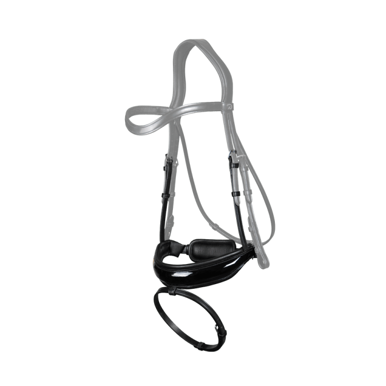 Muserolle Dy'on dressuur plat leer Gecombineerd Breed Sluiting Pull Back Lak