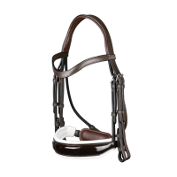 Hoofdstel Werkend door Dy'on Muserolle Groot Vernis Witte Voering Zwart Hoofdstel Werkend door Dy'on Muserolle Groot Vernis Witte Voering Zwart