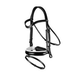 Bridon Working by Dy'on Combiné Neusriem Breed Vernis Witte Voering Zwart Bridon Working by Dy'on Combiné Neusriem Breed Vernis Witte Voering Zwart