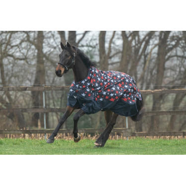 Highneck deken HKM Norwich 600D 100g Blauw met sterrenpatroon Motieven