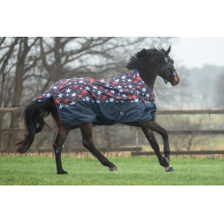 HKM Norwich highneck deken 600D 300g Blauw met sterrenpatroon Motieven HKM Norwich highneck deken 600D 300g Blauw met sterrenpatroon Motieven