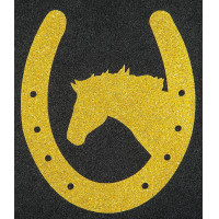 Strijkembleem hoefijzer en paard HKM Or flex moda glitter Strijkembleem hoefijzer en paard HKM Or flex moda glitter