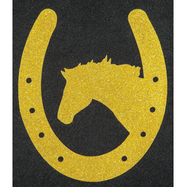 Strijkembleem hoefijzer en paard HKM Or flex moda glitter Strijkembleem hoefijzer en paard HKM Or flex moda glitter