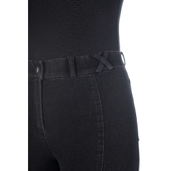 Damesbroek Harbour Island Denim met siliconen kniestukken HKM Zwart Damesbroek Harbour Island Denim met siliconen kniestukken HKM Zwart
