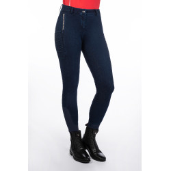 Damesbroek Aruba Denim full grip siliconen HKM Donkerblauw
