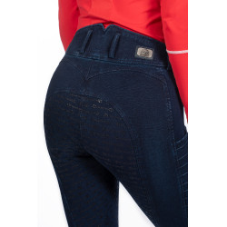 Damesbroek Aruba Denim full grip siliconen HKM Donkerblauw