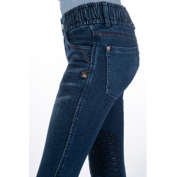 Kinderbroek Aymee Denim met siliconen zitvlak HKM Donkerblauw Kinderbroek Aymee Denim met siliconen zitvlak HKM Donkerblauw