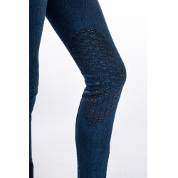 Kinderbroek Aymee Denim met siliconen zitvlak HKM Donkerblauw Kinderbroek Aymee Denim met siliconen zitvlak HKM Donkerblauw