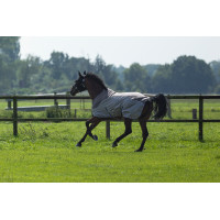 Anti-vliegendeken Comfort met fleece HKM Grijs / naturel / blauw Anti-vliegendeken Comfort met fleece HKM Grijs / naturel / blauw