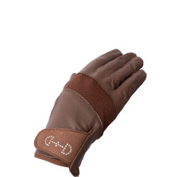 Leren en mesh handschoenen dames Horze Bruin