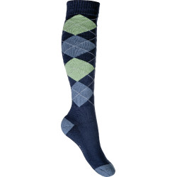 HKM Warming up sokken Blauw jeans / ruitjes HKM Warming up sokken Blauw jeans / ruitjes