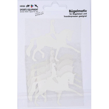 Strijkembleem dressuur HKM Wit