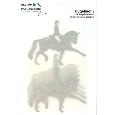 Strijkembleem dressuur HKM Zilver flex moda glitter Strijkembleem dressuur HKM Zilver flex moda glitter