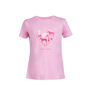 Kinder-T-shirt HKM I love horse riding Roze